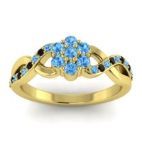 Swiss Blue Topaz Fashion Ring In 18k Yellow Gold With Black Onyx – Parisar Simple Ring