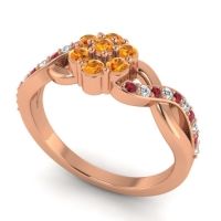 Simple Floral Pave Parisar Ring