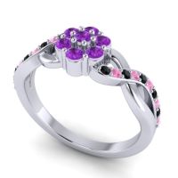 Simple Floral Pave Parisar Ring