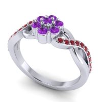 Simple Floral Pave Parisar Ring