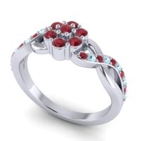 Simple Floral Pave Parisar Ring