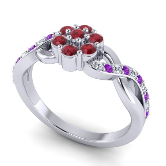 Simple Floral Pave Parisar Ring