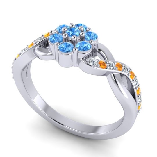 Simple Floral Pave Parisar Ring