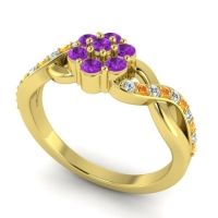 Simple Floral Pave Parisar Ring