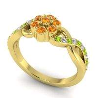 Simple Floral Pave Parisar Ring