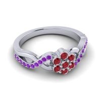 Simple Floral Pave Parisar Ring