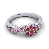 Simple Floral Pave Parisar Ring