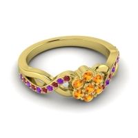 Simple Floral Pave Parisar Ring
