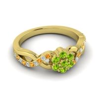 Simple Floral Pave Parisar Ring