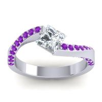 Lab Diamond Ring In Palladium With Amethyst Navina Princess Modern Ring