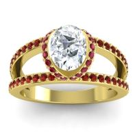 Diamond Ring In 14k Yellow Gold With Ruby And Garnet Narmara Oval Modern Ring