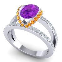 Modern Oval Halo Narmara Ring