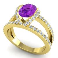 Modern Oval Halo Narmara Ring