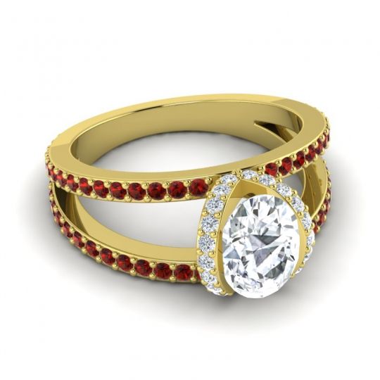 Modern Oval Halo Narmara Ring