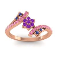 Amethyst Fashion Ring In 18K Rose Gold With Blue Sapphire And Pink Tourmaline – Anvaya Simple Ring