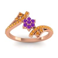 Amethyst Fashion Ring In 18K Rose Gold With Citrine – Anvaya Simple Ring