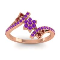 Amethyst Fashion Ring In 18K Rose Gold With Garnet – Anvaya Simple Ring