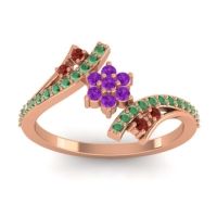 Amethyst Fashion Ring In 18K Rose Gold With Garnet And Emerald – Anvaya Simple Ring