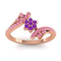 Amethyst Fashion Ring In 18K Rose Gold With Pink Tourmaline – Anvaya Simple Ring
