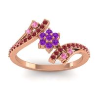 Amethyst Fashion Ring In 18K Rose Gold With Pink Tourmaline And Ruby – Anvaya Simple Ring