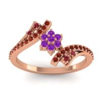 Amethyst Fashion Ring In 18K Rose Gold With Ruby And Garnet – Anvaya Simple Ring