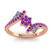 Amethyst Fashion Ring In 18K Rose Gold With Swiss Blue Topaz – Anvaya Simple Ring