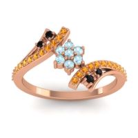 Aquamarine Fashion Ring In 18K Rose Gold With Black Onyx And Citrine – Anvaya Simple Ring