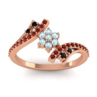 Aquamarine Fashion Ring In 18K Rose Gold With Black Onyx And Garnet – Anvaya Simple Ring