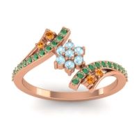 Aquamarine Fashion Ring In 14K Rose Gold With Citrine And Emerald – Anvaya Simple Ring