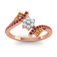 Aquamarine Fashion Ring In 18K Rose Gold With Citrine And Ruby – Anvaya Simple Ring