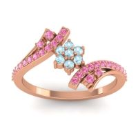 Aquamarine Fashion Ring In 18K Rose Gold With Pink Tourmaline – Anvaya Simple Ring