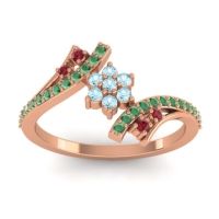 Aquamarine Fashion Ring In 14K Rose Gold With Ruby And Emerald – Anvaya Simple Ring