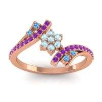 Aquamarine Fashion Ring In 18K Rose Gold With Swiss Blue Topaz And Amethyst – Anvaya Simple Ring
