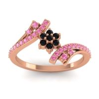 Black Onyx Fashion Ring In 18K Rose Gold With Pink Tourmaline – Anvaya Simple Ring