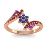 Blue Sapphire Fashion Ring In 18K Rose Gold With Amethyst And Ruby – Anvaya Simple Ring
