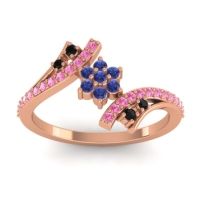 Blue Sapphire Fashion Ring In 18K Rose Gold With Black Onyx And Pink Tourmaline – Anvaya Simple Ring