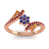Blue Sapphire Fashion Ring In 18K Rose Gold With Citrine And Ruby – Anvaya Simple Ring
