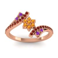 Citrine Fashion Ring In 18K Rose Gold With Amethyst And Garnet – Anvaya Simple Ring