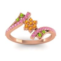 Citrine Fashion Ring In 18K Rose Gold With Peridot And Pink Tourmaline – Anvaya Simple Ring