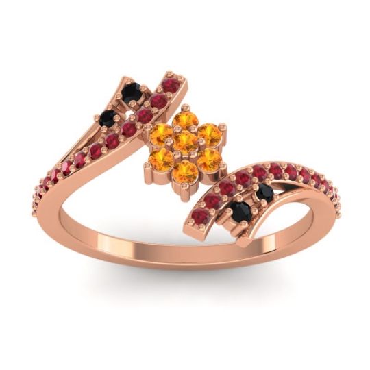 Simple Floral Pave Bypass Anvaya Ring