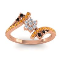 Lab Diamond Fashion Ring In 18K Rose Gold With Black Onyx And Citrine – Anvaya Simple Ring