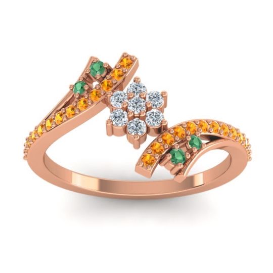 Simple Floral Pave Bypass Anvaya Ring