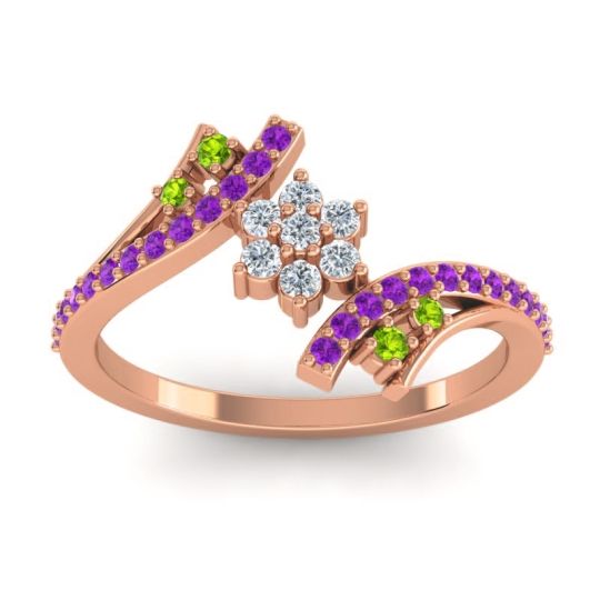 Simple Floral Pave Bypass Anvaya Ring