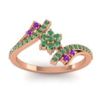 Emerald Fashion Ring In 18K Rose Gold With Amethyst – Anvaya Simple Ring