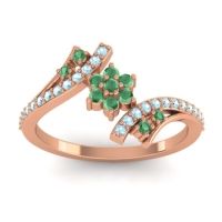 Emerald Fashion Ring In 18K Rose Gold With Aquamarine – Anvaya Simple Ring