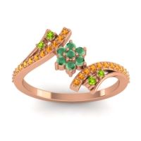 Emerald Fashion Ring In 14K Rose Gold With Peridot And Citrine – Anvaya Simple Ring