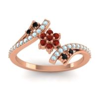 Garnet Fashion Ring In 18K Rose Gold With Black Onyx And Aquamarine – Anvaya Simple Ring