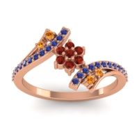 Garnet Fashion Ring In 18K Rose Gold With Citrine And Blue Sapphire – Anvaya Simple Ring