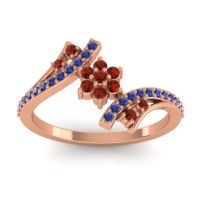 Garnet Fashion Ring In 18K Rose Gold With Blue Sapphire – Anvaya Simple Ring