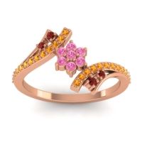 Pink Tourmaline Fashion Ring In 18K Rose Gold With Garnet And Citrine – Anvaya Simple Ring